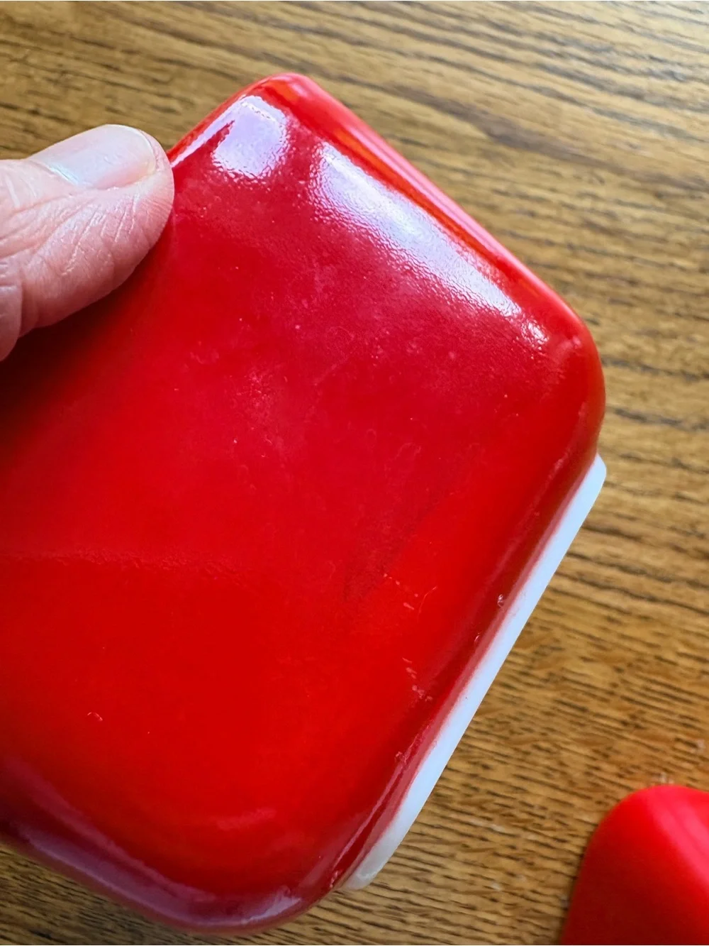 Vintage Pyrex Red Glass Refrigerator Dishes- “Fridgie” - Set of 2- 501C- one lid